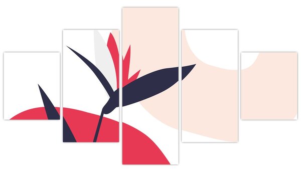 Obraz - Růžová florální abstrakce N⁰1 (125x70 cm)