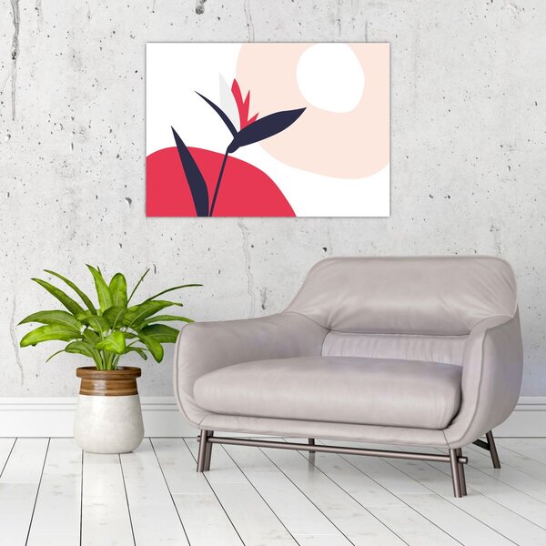 Obraz - Růžová florální abstrakce N⁰1 (70x50 cm)