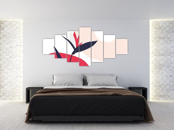 Obraz - Růžová florální abstrakce N⁰1 (210x100 cm)
