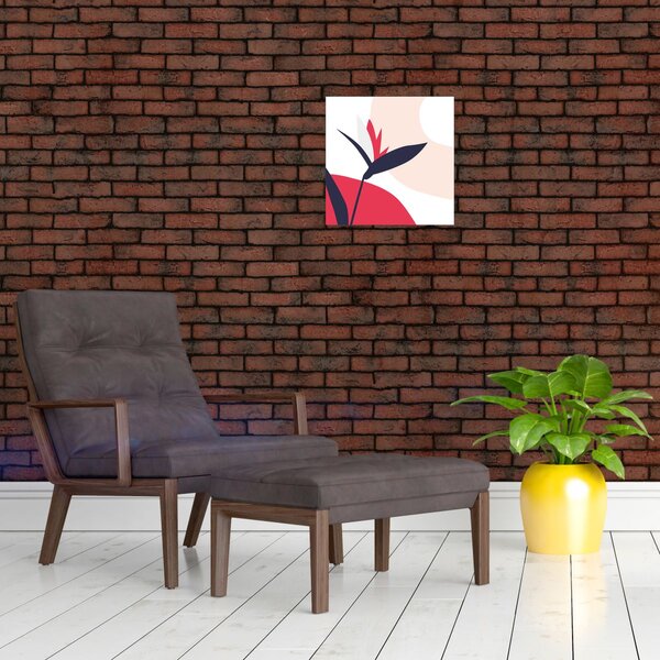 Obraz - Růžová florální abstrakce N⁰1 (30x30 cm)