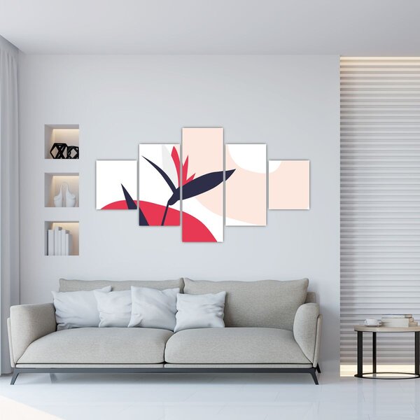 Obraz - Růžová florální abstrakce N⁰1 (125x70 cm)