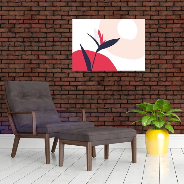 Obraz - Růžová florální abstrakce N⁰1 (70x50 cm)