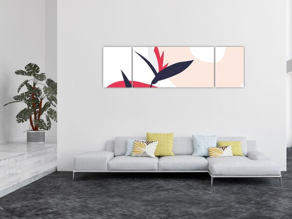 Obraz - Růžová florální abstrakce N⁰1 (170x50 cm)