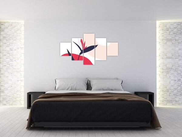 Obraz - Růžová florální abstrakce N⁰1 (125x70 cm)
