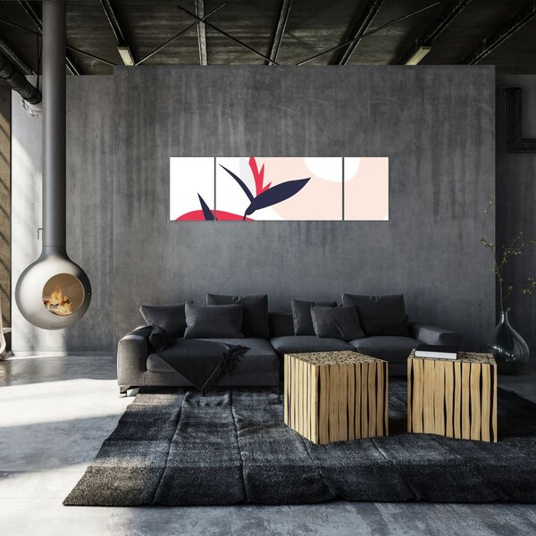 Obraz - Růžová florální abstrakce N⁰1 (170x50 cm)