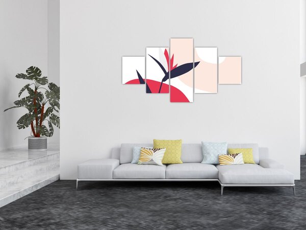 Obraz - Růžová florální abstrakce N⁰1 (125x70 cm)