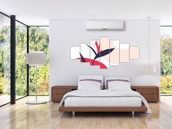 Obraz - Růžová florální abstrakce N⁰1 (210x100 cm)