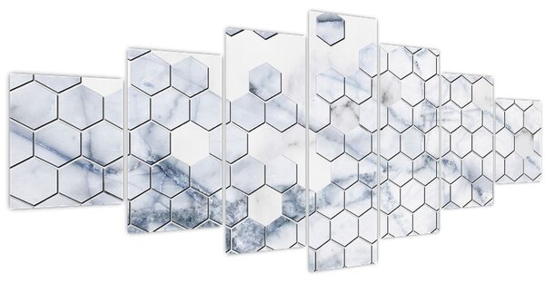 Obraz - Mramorované hexagony (210x100 cm)