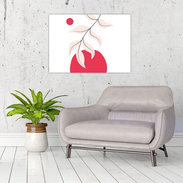 Obraz - Růžová florální abstrakce N⁰2 (70x50 cm)
