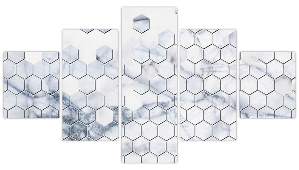 Obraz - Mramorované hexagony (125x70 cm)