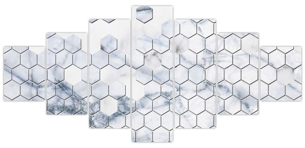 Obraz - Mramorované hexagony (210x100 cm)