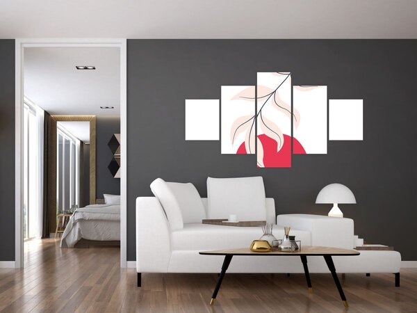 Obraz - Růžová florální abstrakce N⁰2 (125x70 cm)