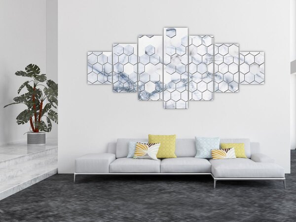 Obraz - Mramorované hexagony (210x100 cm)