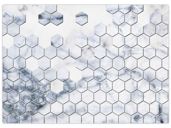 Obraz - Mramorované hexagony (70x50 cm)