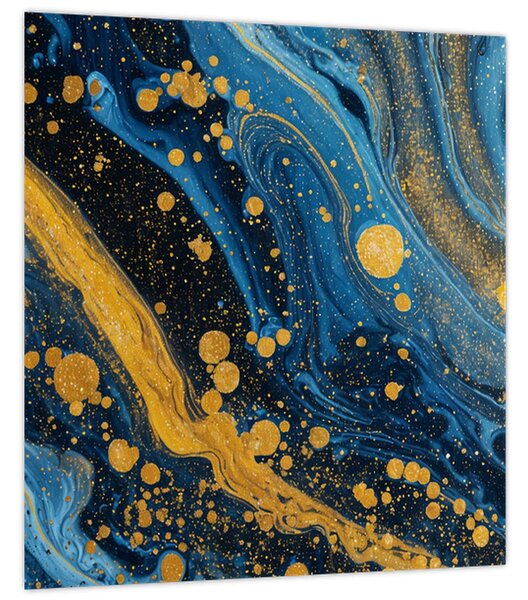 Obraz - Modrá abstrakce se zlatem (30x30 cm)