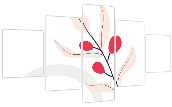 Obraz - Růžová florální abstrakce N⁰3 (125x70 cm)