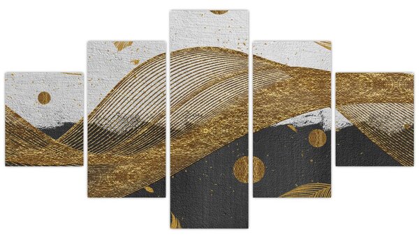 Obraz - Zlaté pírka (125x70 cm)
