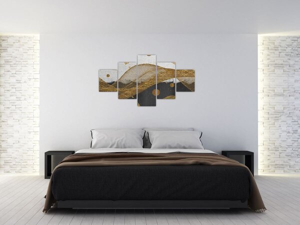 Obraz - Zlaté pírka (125x70 cm)