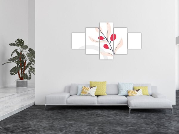 Obraz - Růžová florální abstrakce N⁰3 (125x70 cm)