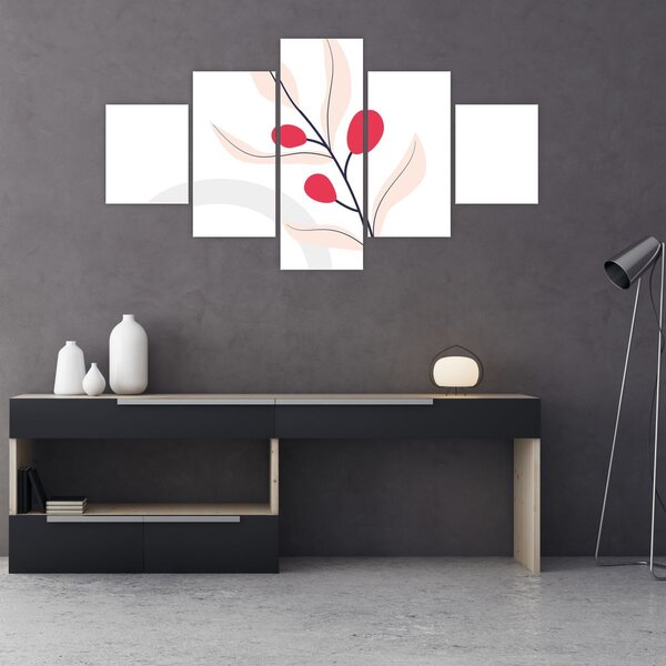 Obraz - Růžová florální abstrakce N⁰3 (125x70 cm)