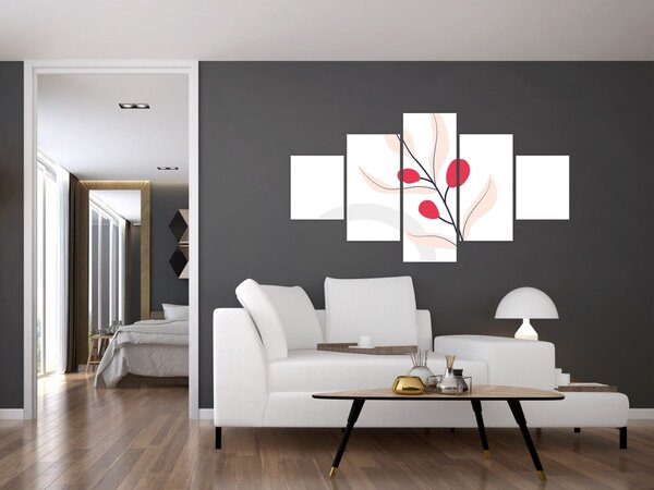Obraz - Růžová florální abstrakce N⁰3 (125x70 cm)