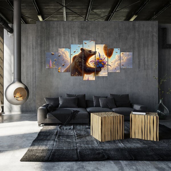 Obraz - Medvěd a včelky (210x100 cm)