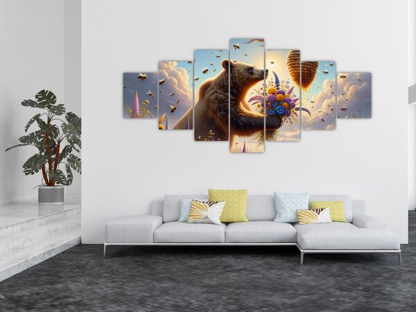Obraz - Medvěd a včelky (210x100 cm)