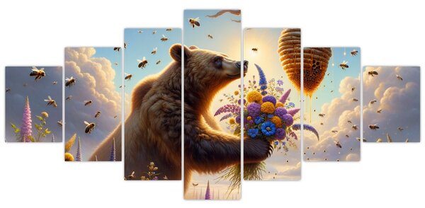 Obraz - Medvěd a včelky (210x100 cm)