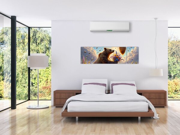 Obraz - Medvěd a včelky (170x50 cm)