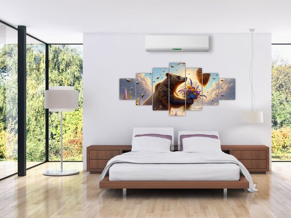 Obraz - Medvěd a včelky (210x100 cm)