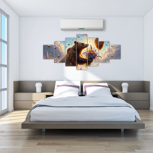 Obraz - Medvěd a včelky (210x100 cm)