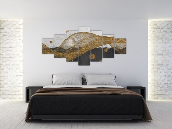 Obraz - Zlaté pírka (210x100 cm)