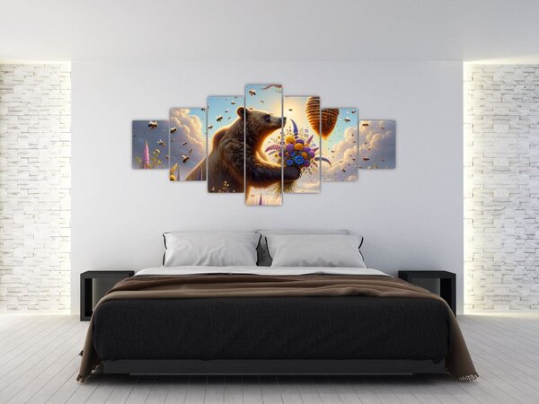 Obraz - Medvěd a včelky (210x100 cm)