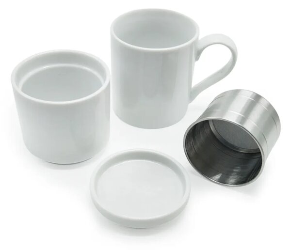 Set pro filtrovanou kávu Solo, 330 ml – porcelánový hrnek s nerezovým sítkem, bez filtrů