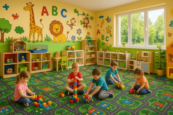 Vopi, POŠKOZENÝ: 300x220 cm Dětský kusový koberec City life - neúčtujeme odřezky z role - obšitý ze všech stran, na míru, šíře, vícebarevná, filc, dětský pokoj