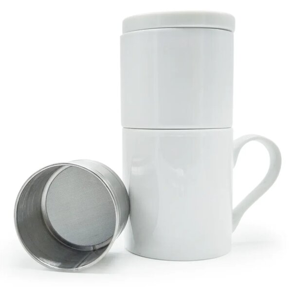 Set pro filtrovanou kávu Solo, 330 ml – porcelánový hrnek s nerezovým sítkem, bez filtrů