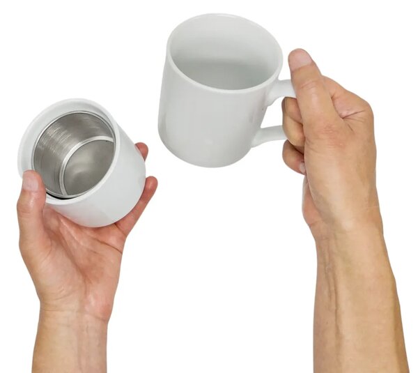 Set pro filtrovanou kávu Solo, 330 ml – porcelánový hrnek s nerezovým sítkem, bez filtrů