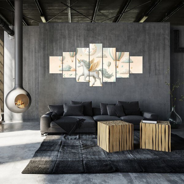 Obraz - Šťastný jednorožec (210x100 cm)