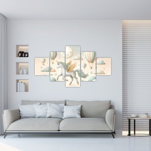 Obraz - Šťastný jednorožec (125x70 cm)