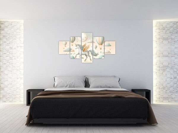 Obraz - Šťastný jednorožec (125x70 cm)