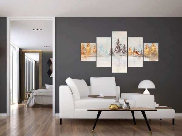 Obraz - Akvarelový les (125x70 cm)