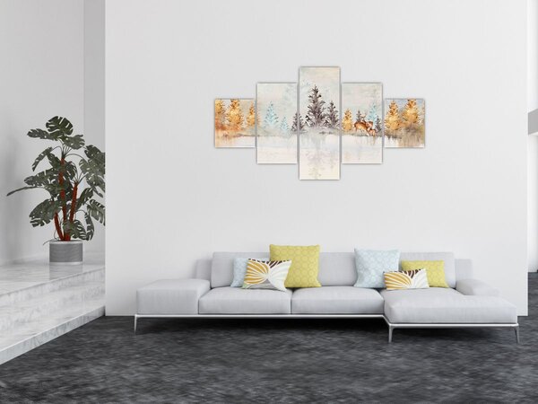 Obraz - Akvarelový les (125x70 cm)