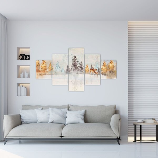 Obraz - Akvarelový les (125x70 cm)
