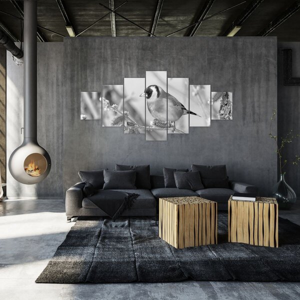 Obraz - Ptáček v zimě (210x100 cm)