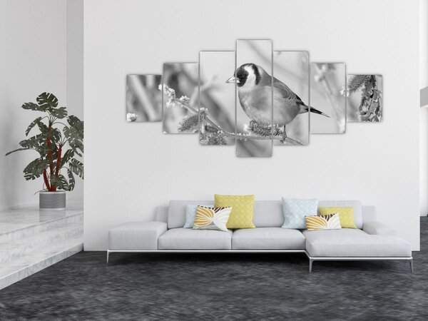 Obraz - Ptáček v zimě (210x100 cm)