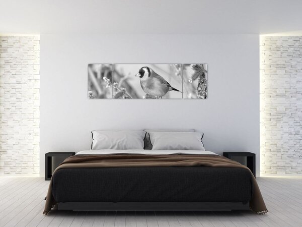 Obraz - Ptáček v zimě (170x50 cm)