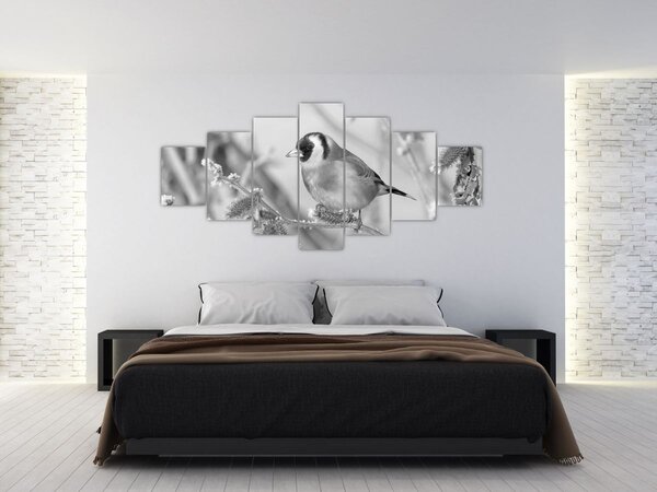 Obraz - Ptáček v zimě (210x100 cm)