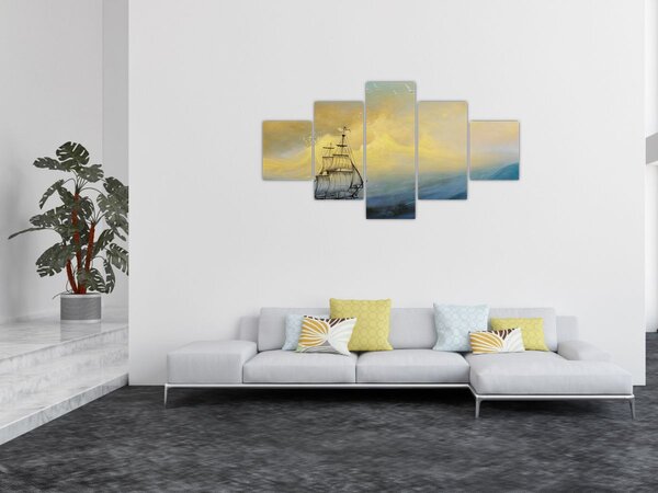 Obraz - Malba loď na moři (125x70 cm)