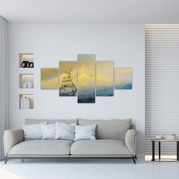 Obraz - Malba loď na moři (125x70 cm)