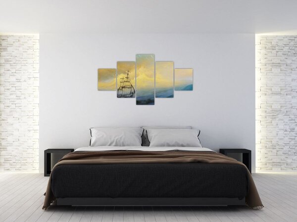 Obraz - Malba loď na moři (125x70 cm)